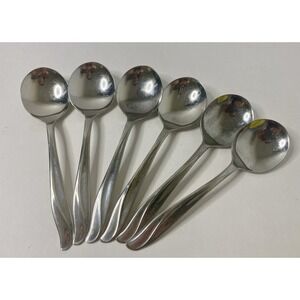 International Silver Rogers Impression Round Gumbo Soup Spoon Lot 6 Replacements